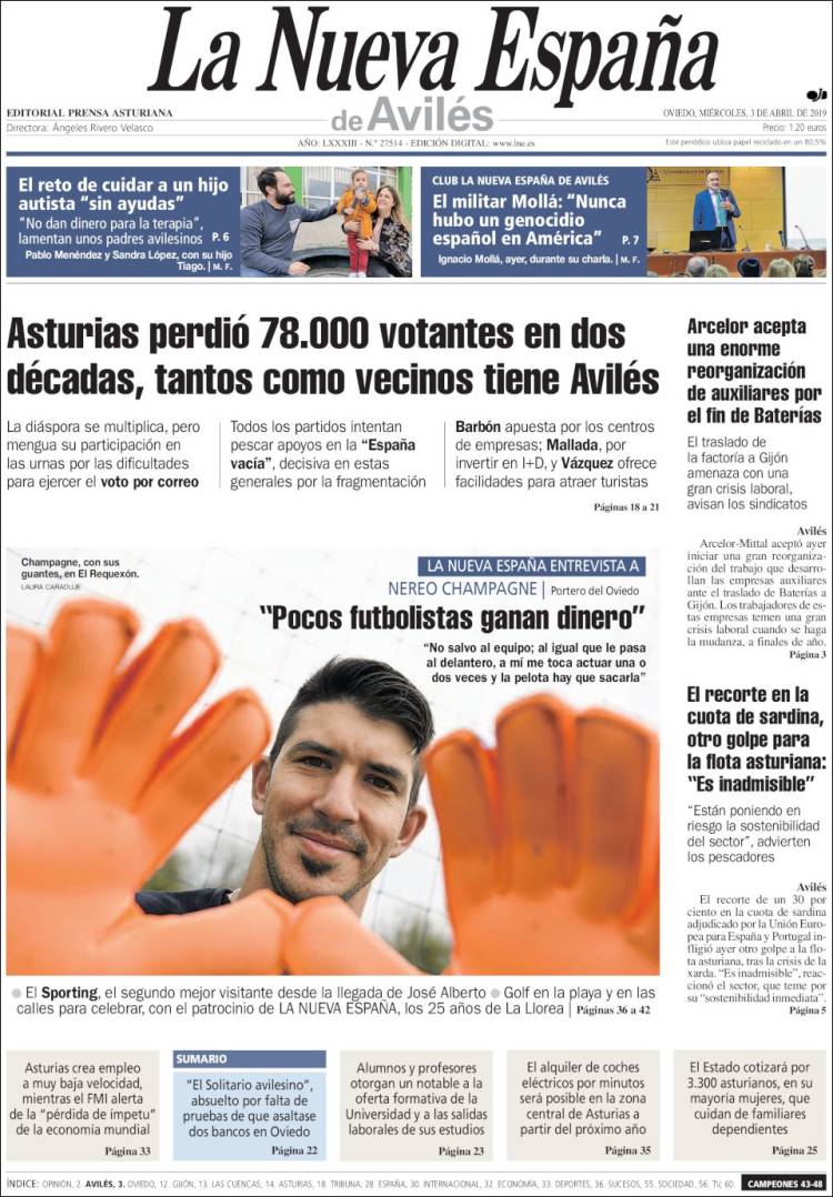 Portada de La Nueva España - Avilés (Spain)