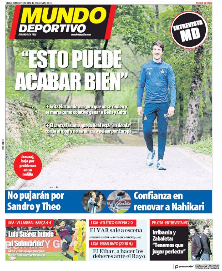 Portada de Mundo Deportivo Gipuzkoa (España)