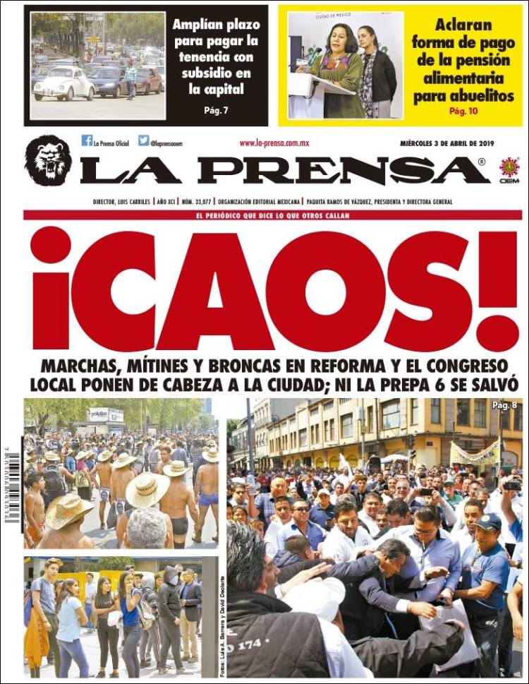 Portada de La Prensa (M&eacute;xico)