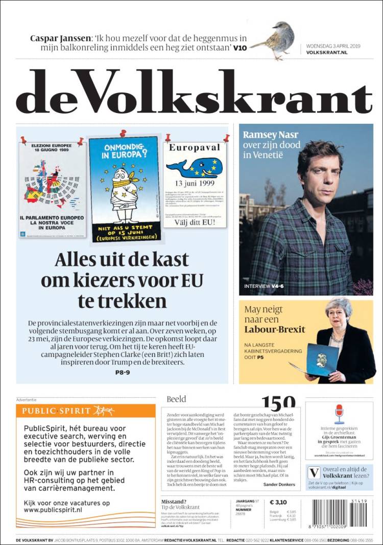 Portada de De Volkskrant (Pa&iacute;ses Bajos)