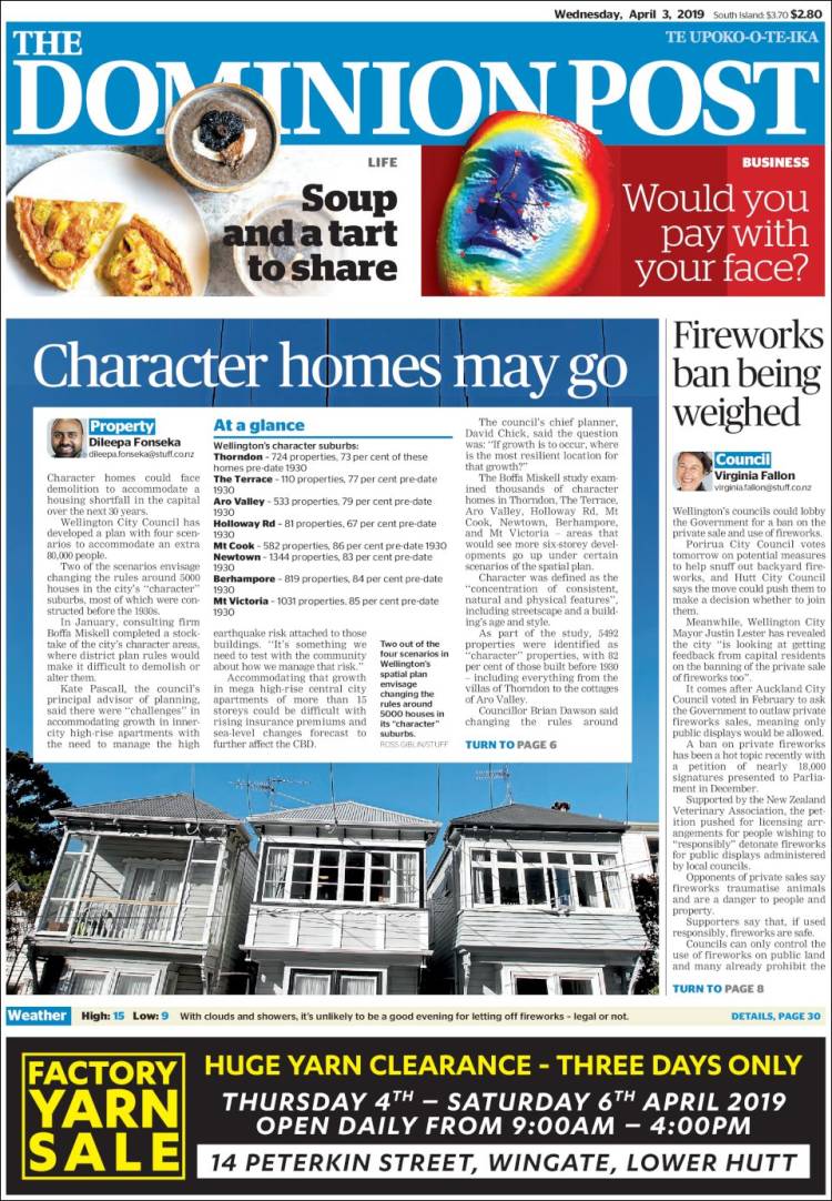 Portada de The Dominion Post (Nueva Zelanda)