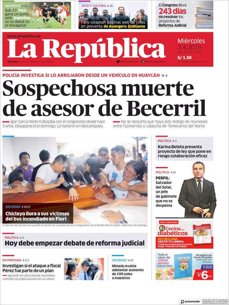 Portada de La Republica (Per&uacute;)