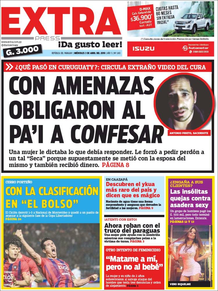 Portada de Diario Extra (Paraguay)