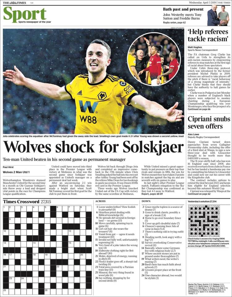 Portada de The Times Sport (Reino Unido)