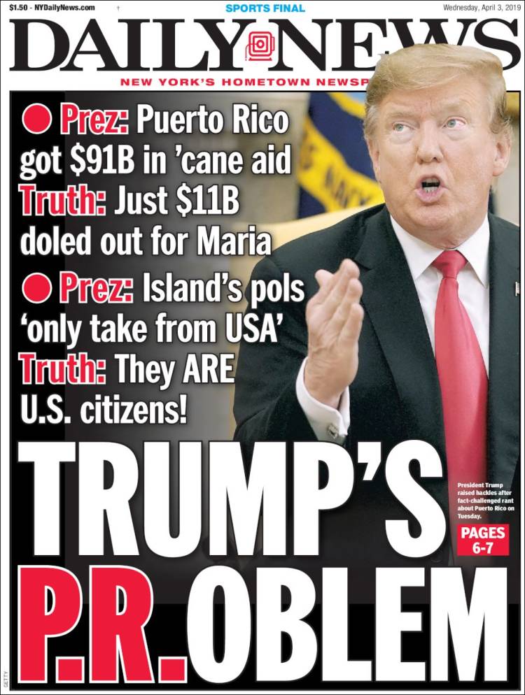 Portada de Daily News - New York (USA)