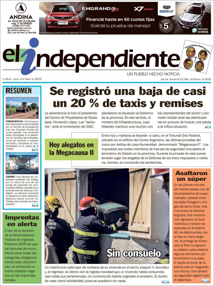 Portada de El Independiente (Argentina)