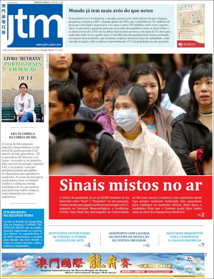 Portada de Jornal Tribuna de Macau (China)