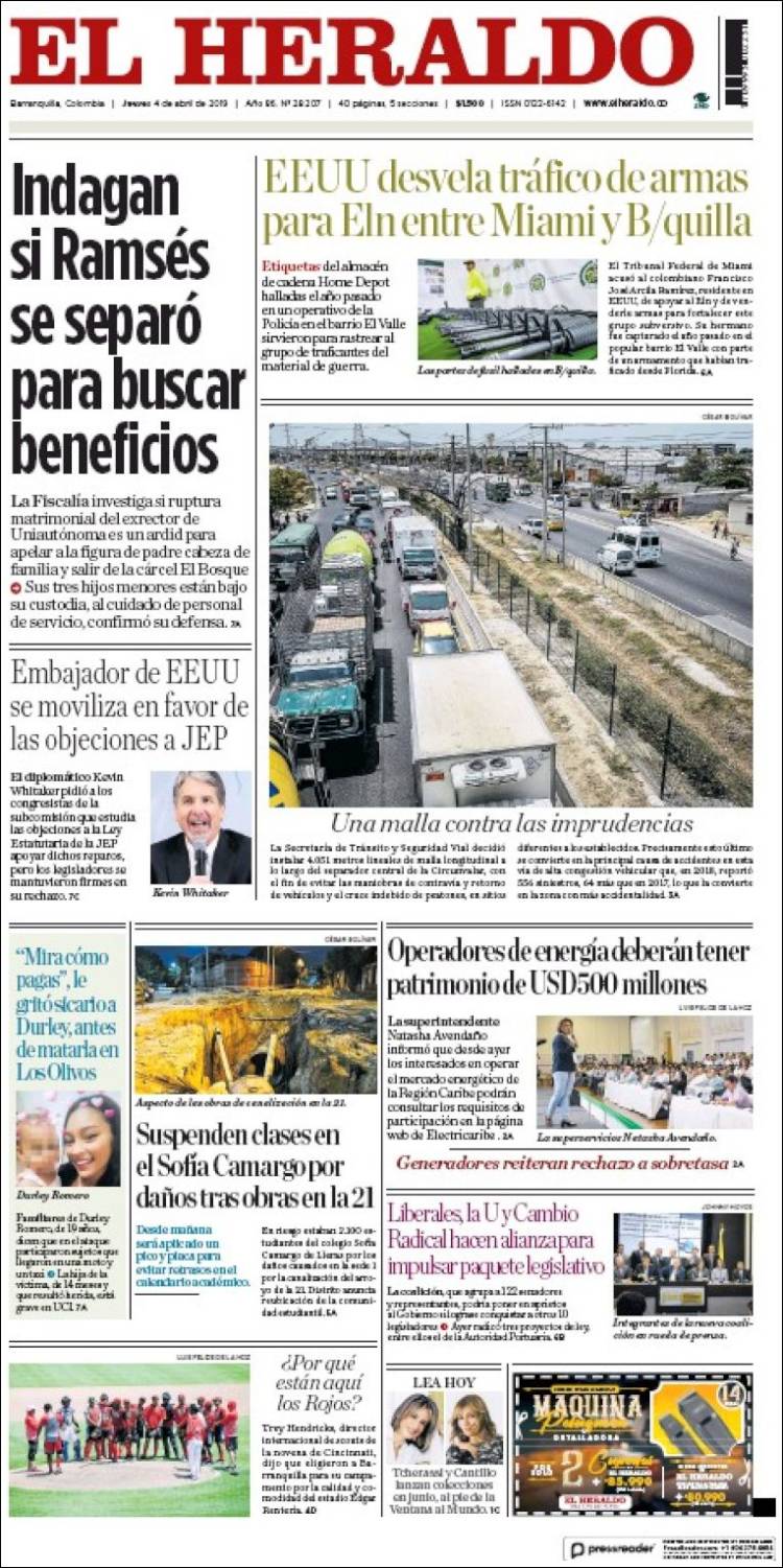 Portada de El Heraldo (Colombia)