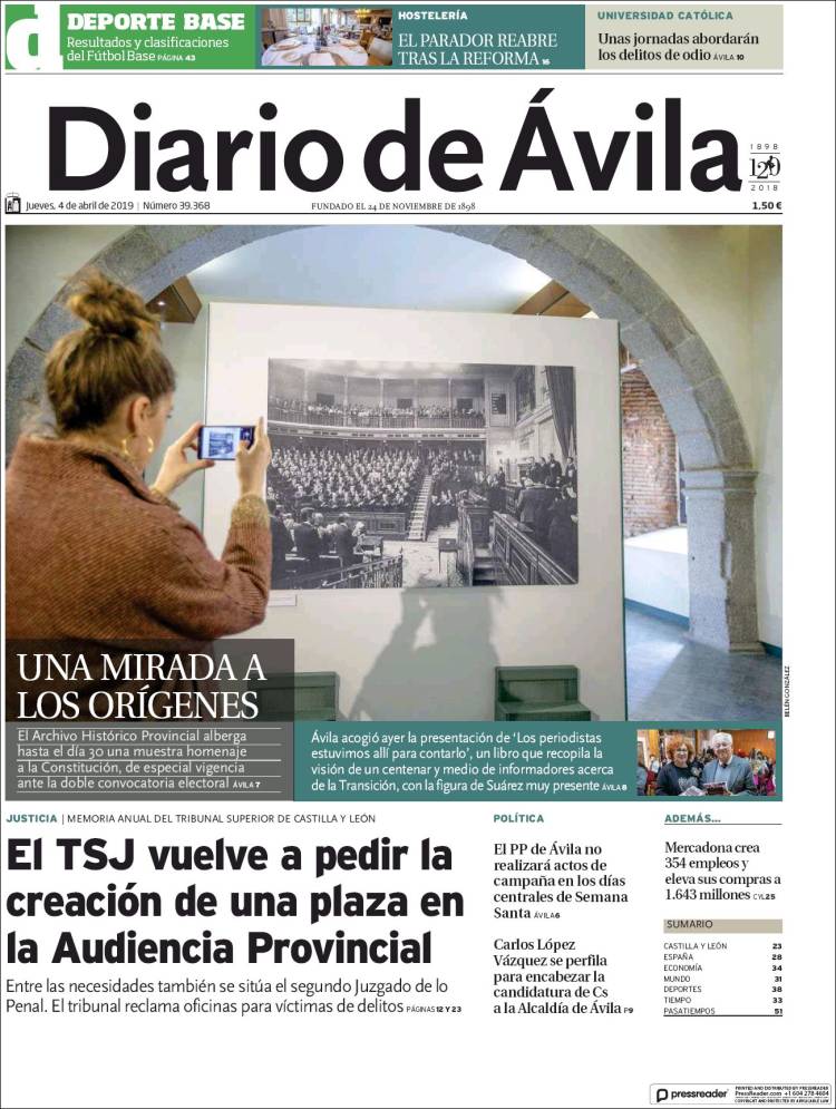 Portada de Diario de Ávila (España)