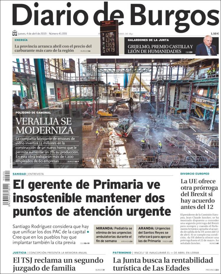 Portada de Diario de Burgos (España)