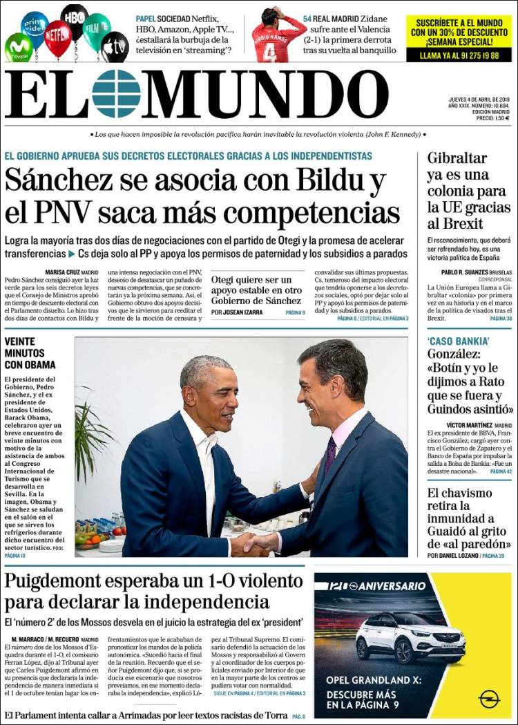 Portada de El Mundo (EspaÃ±a)