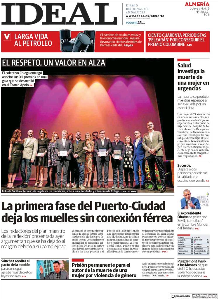 Portada de Ideal Almeria (España)