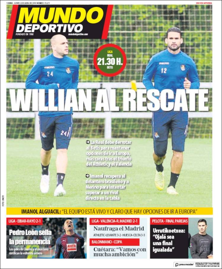 Portada de Mundo Deportivo Gipuzkoa (Espa&ntilde;a)