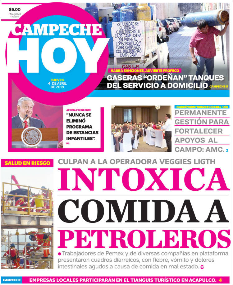 Portada de Campeche Hoy (México)