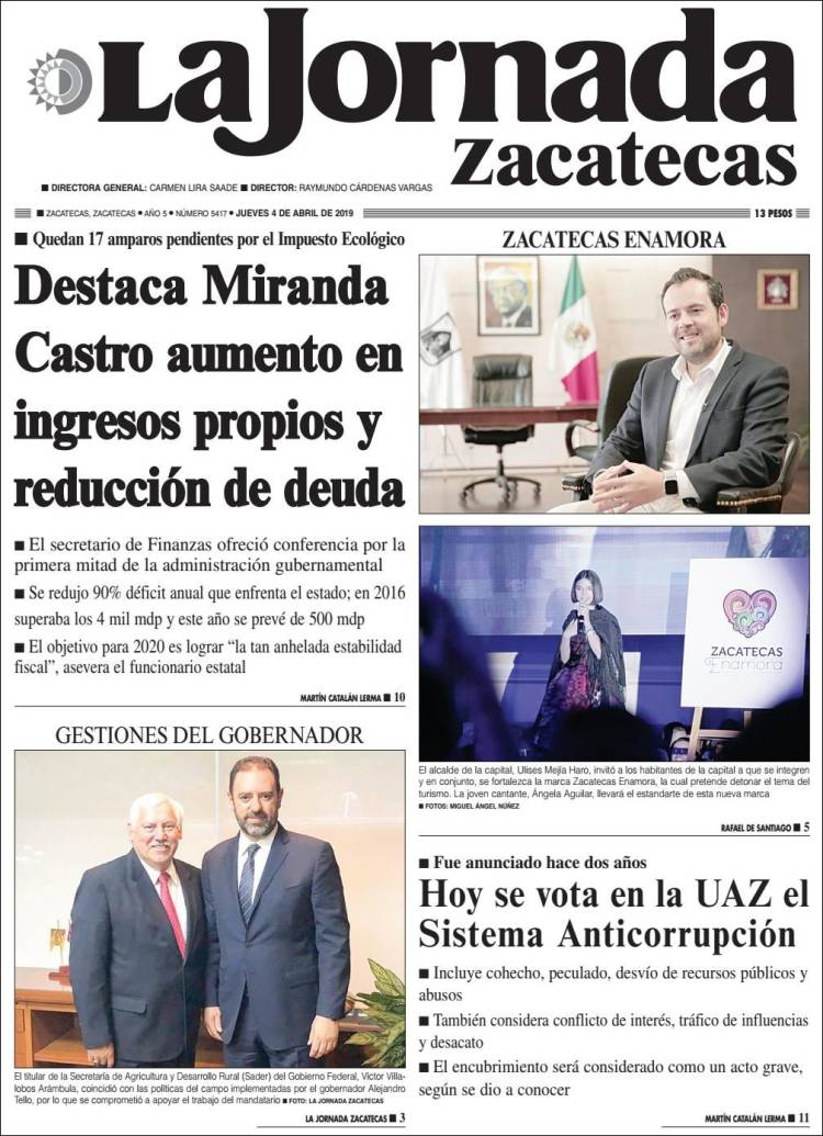 Portada de Jornada de Zacatecas (México)