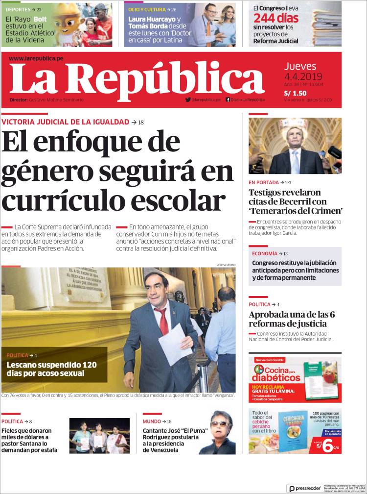 Portada de La Republica (PerÃº)