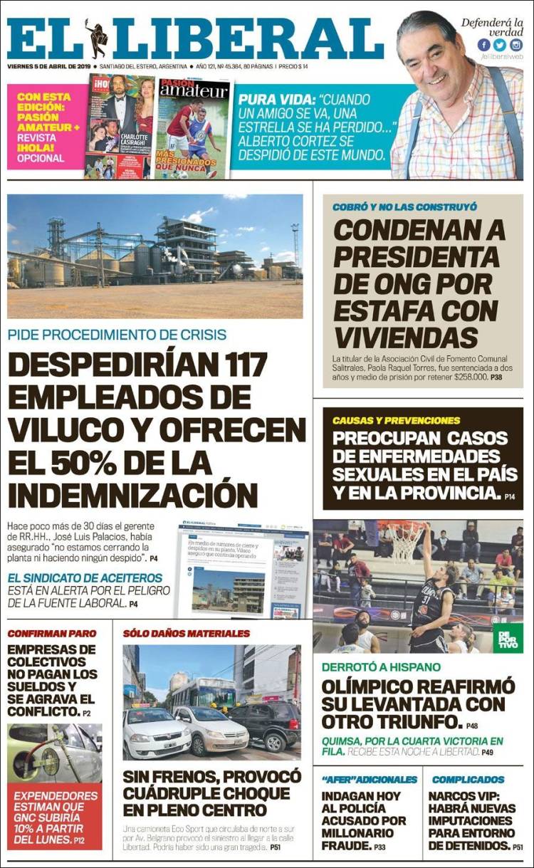Portada de Diario El Liberal (Argentina)