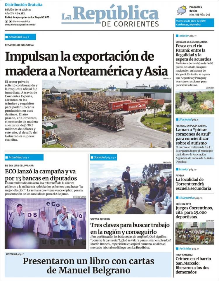 Portada de La República de Corrientes (Argentina)