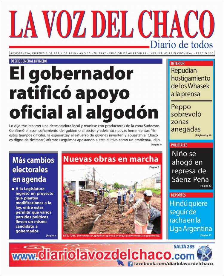 Portada de La Voz del Chaco (Argentina)