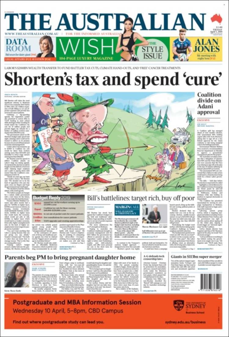 Portada de The Australian (Australia)