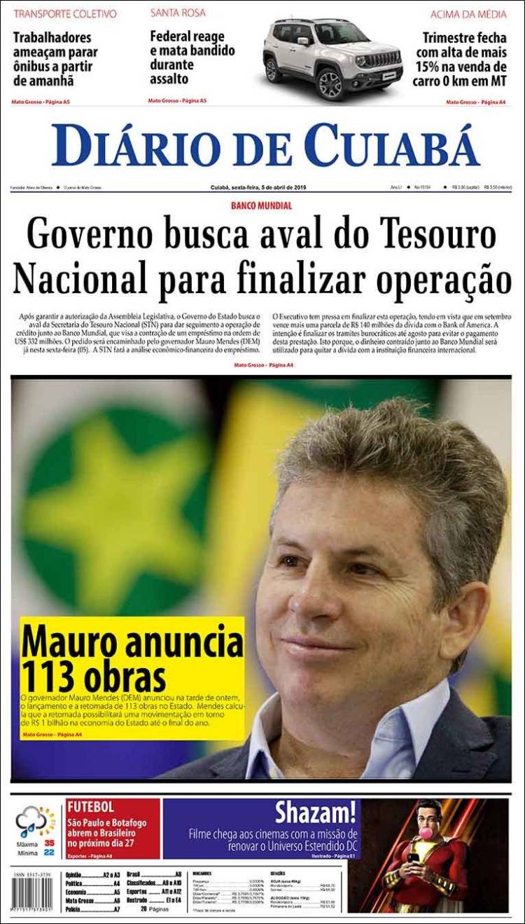 Portada de Diário de Cuiabá (Brasil)