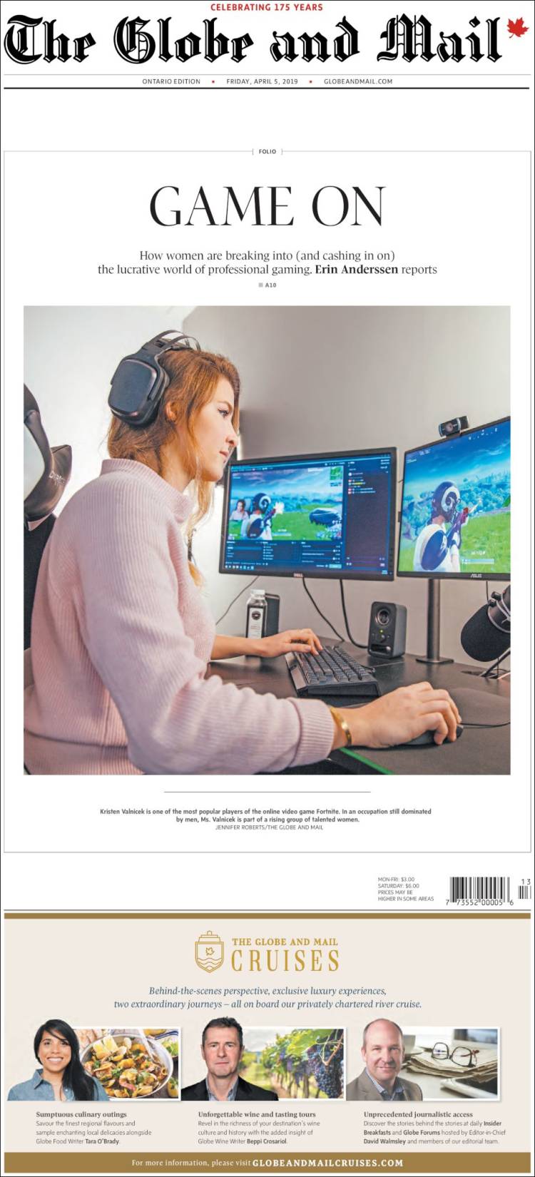 Portada de The Globe and Mail (Canad&aacute;)