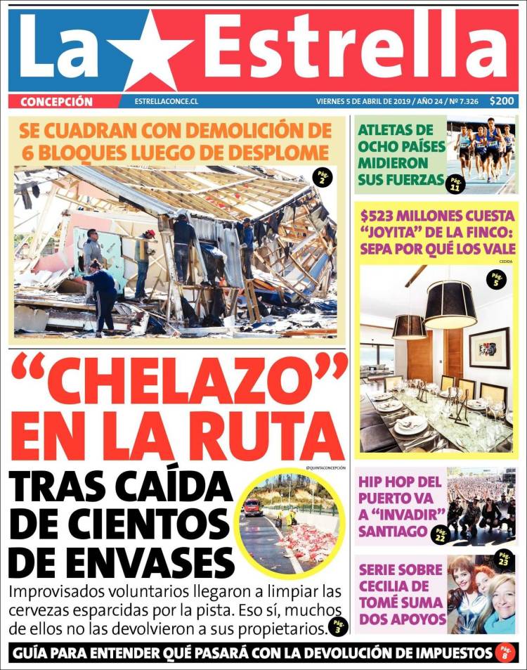 Portada de La Estrella de Concepción (Chile)