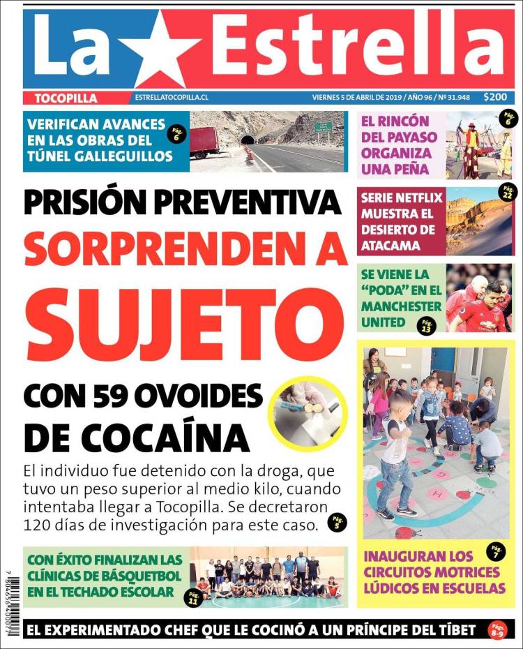 Portada de La Estrella de Tocopilla (Chile)