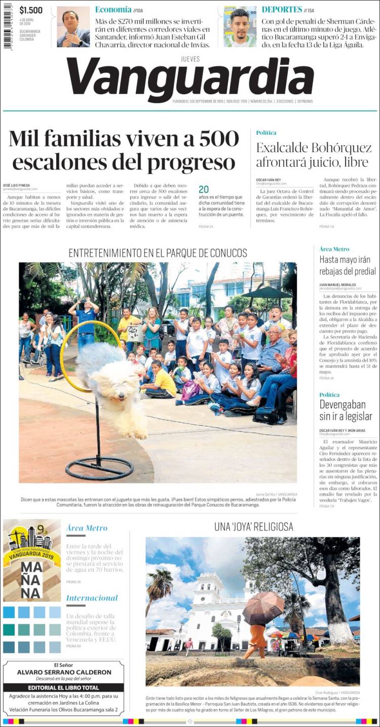 Portada de Vanguardia Liberal (Colombia)