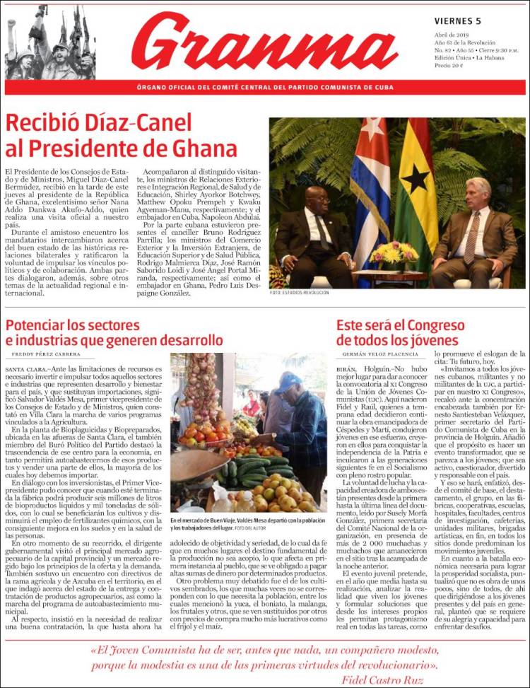 Portada de Granma (Cuba)