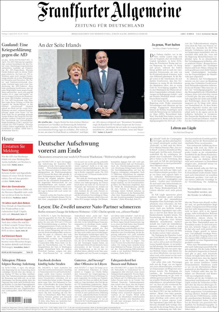 Portada de Frankfurter Allgemeine (Alemania)