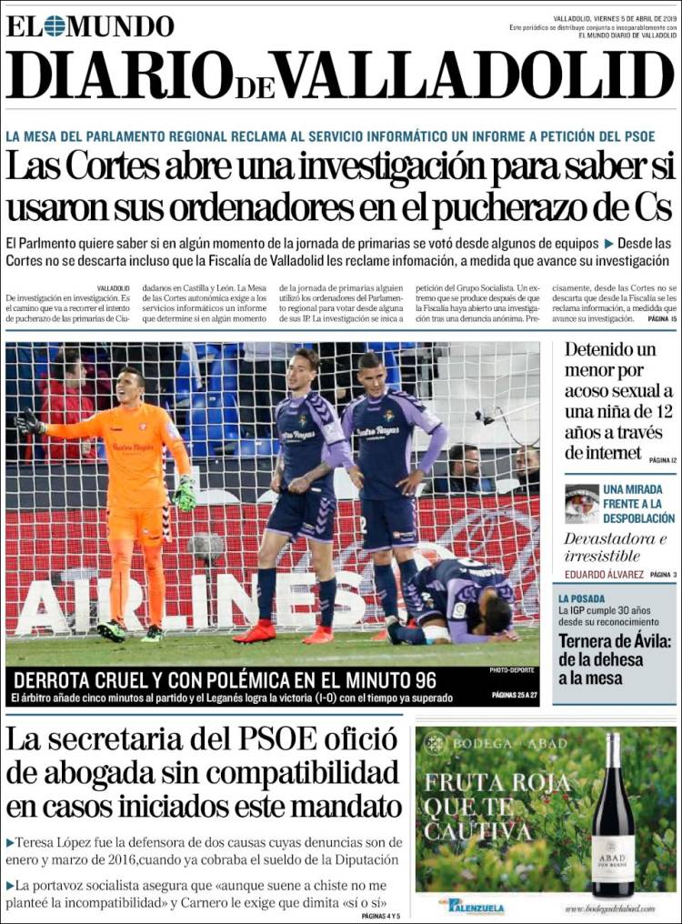 Portada de Diario de Valladolid (Espa&ntilde;a)