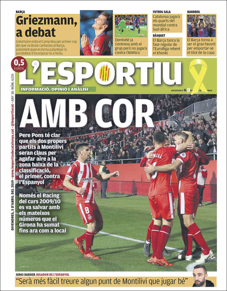 Portada de L'Esportiu : Girona (Espa&ntilde;a)