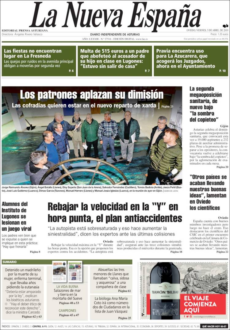 Portada de La Nueva España (Espa&ntilde;a)