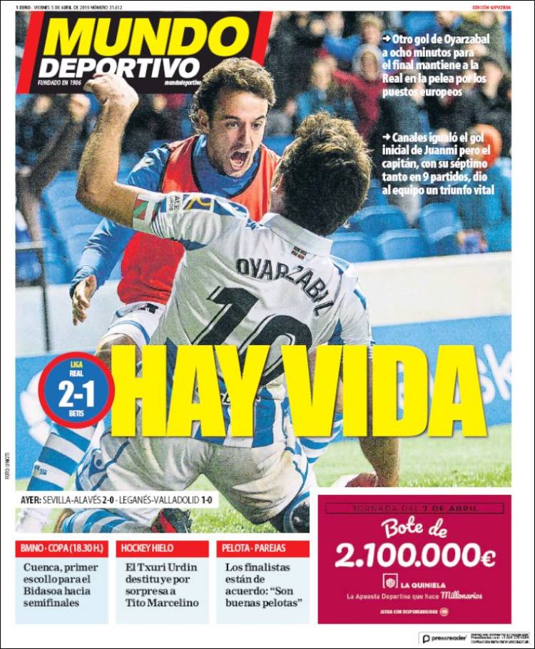 Portada de Mundo Deportivo Gipuzkoa (Espa&ntilde;a)
