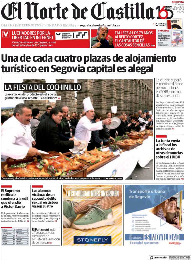 Portada de Norte de Castilla - Segovia (Espa&ntilde;a)