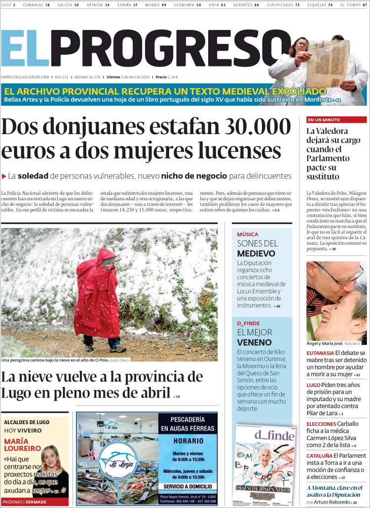 Portada de El Progreso (Espa&ntilde;a)