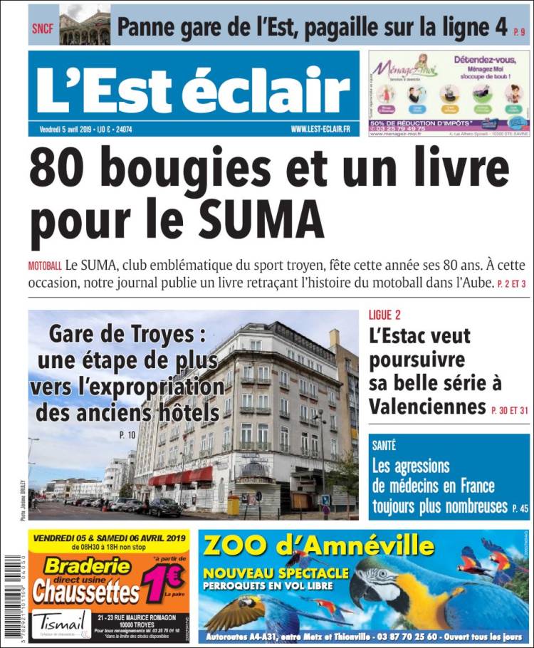 Portada de L'Est Eclair (Francia)