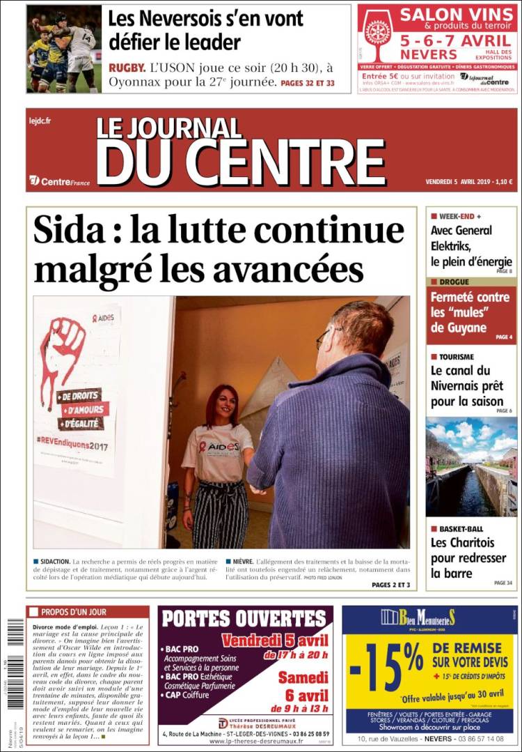 Portada de Le Journal du Centre (Francia)