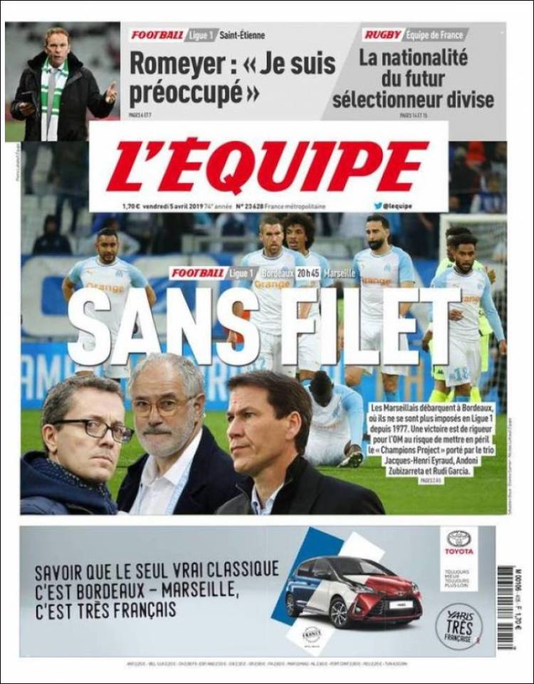 Portada de L'Equipe (Francia)