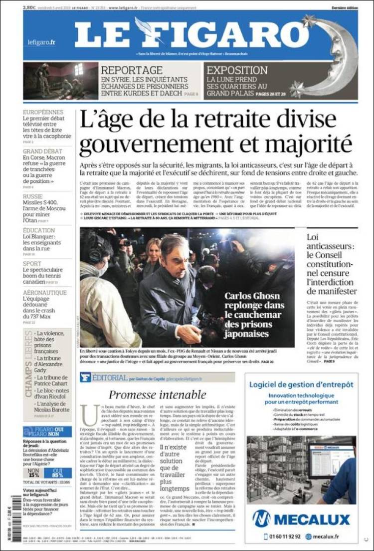 Portada de Le Figaro (Francia)