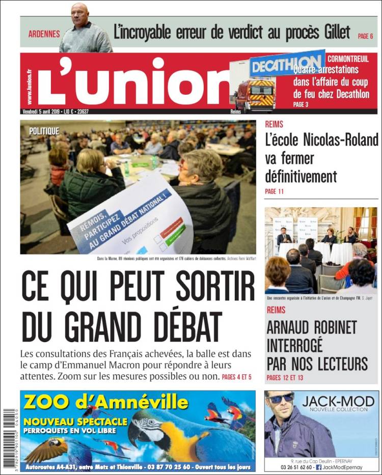 Portada de L'Union (Francia)