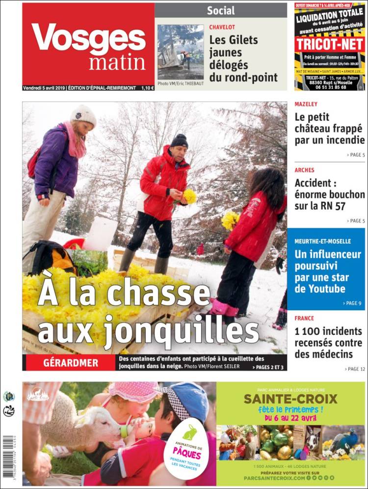 Portada de Vosges Matin (Francia)