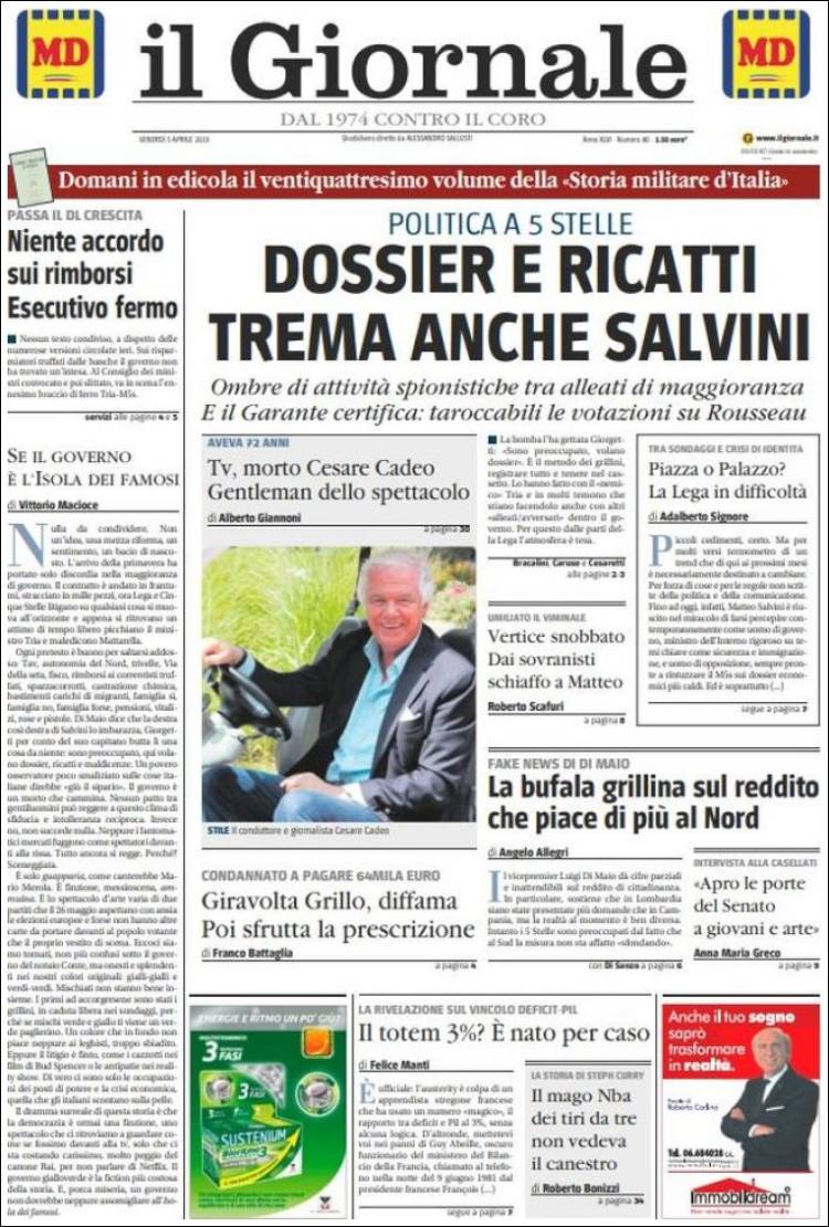 Portada de il Giornale (Italia)