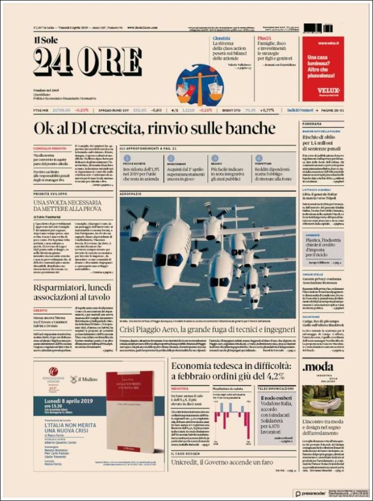 Portada de Il Sole 24 ORE (Italia)