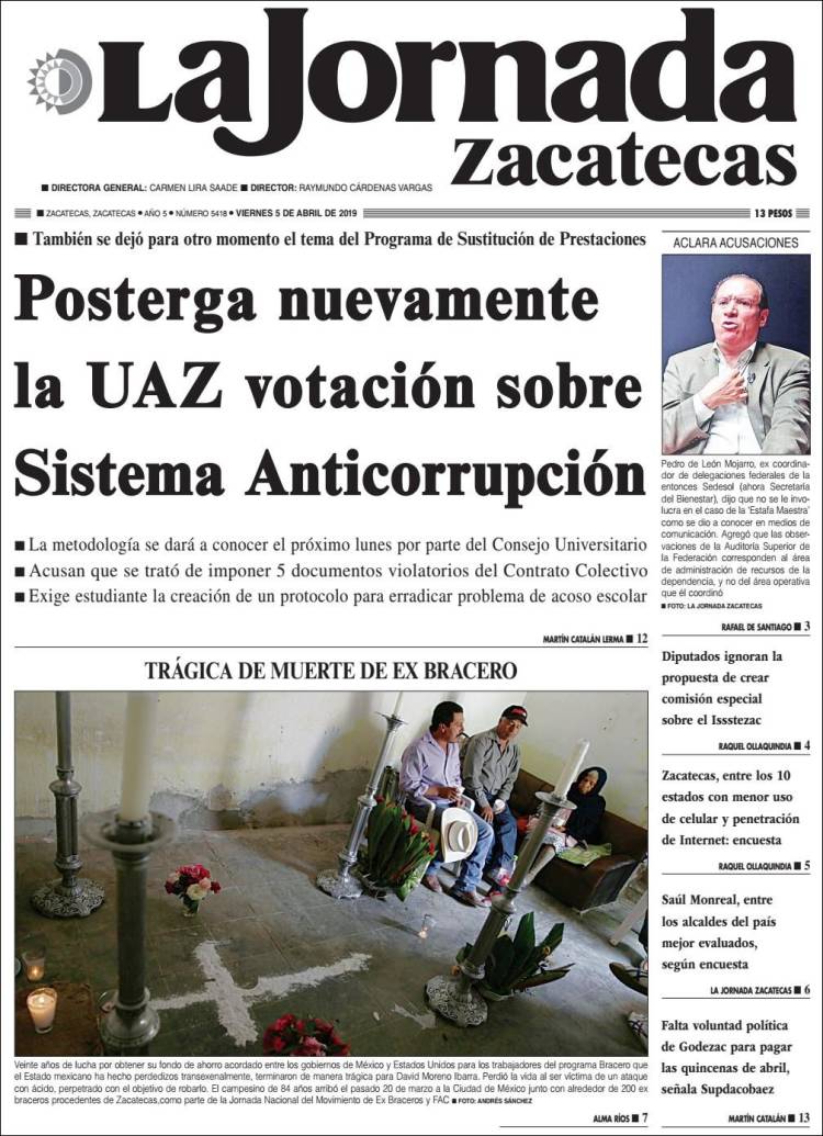 Portada de Jornada de Zacatecas (M&eacute;xico)