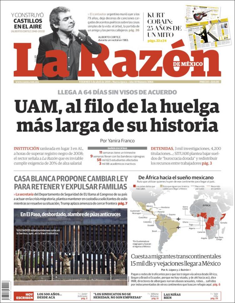 Portada de La Razón (M&eacute;xico)