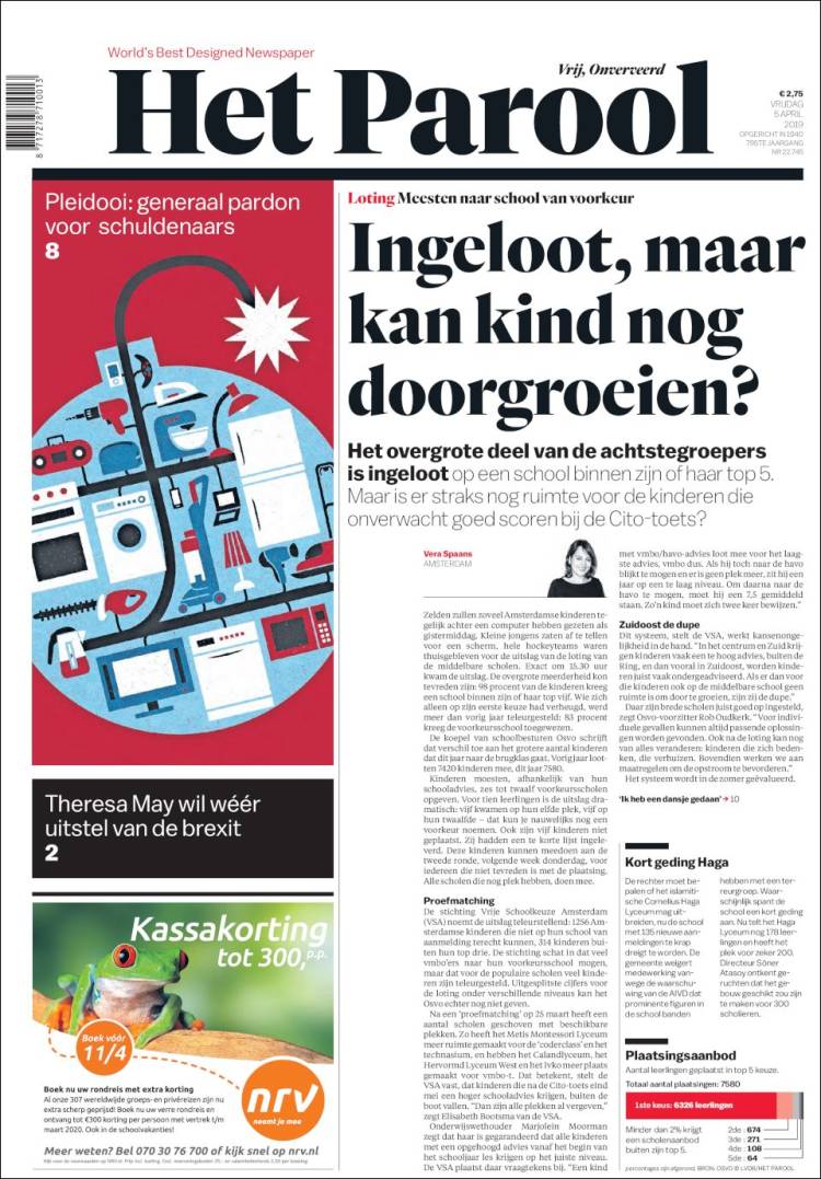 Portada de Het Parool (Pa&iacute;ses Bajos)