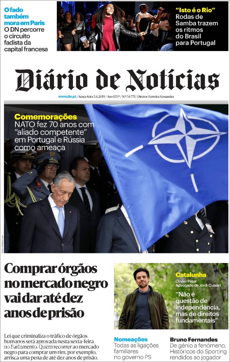 Portada de Diário de Noticias (Portugal)