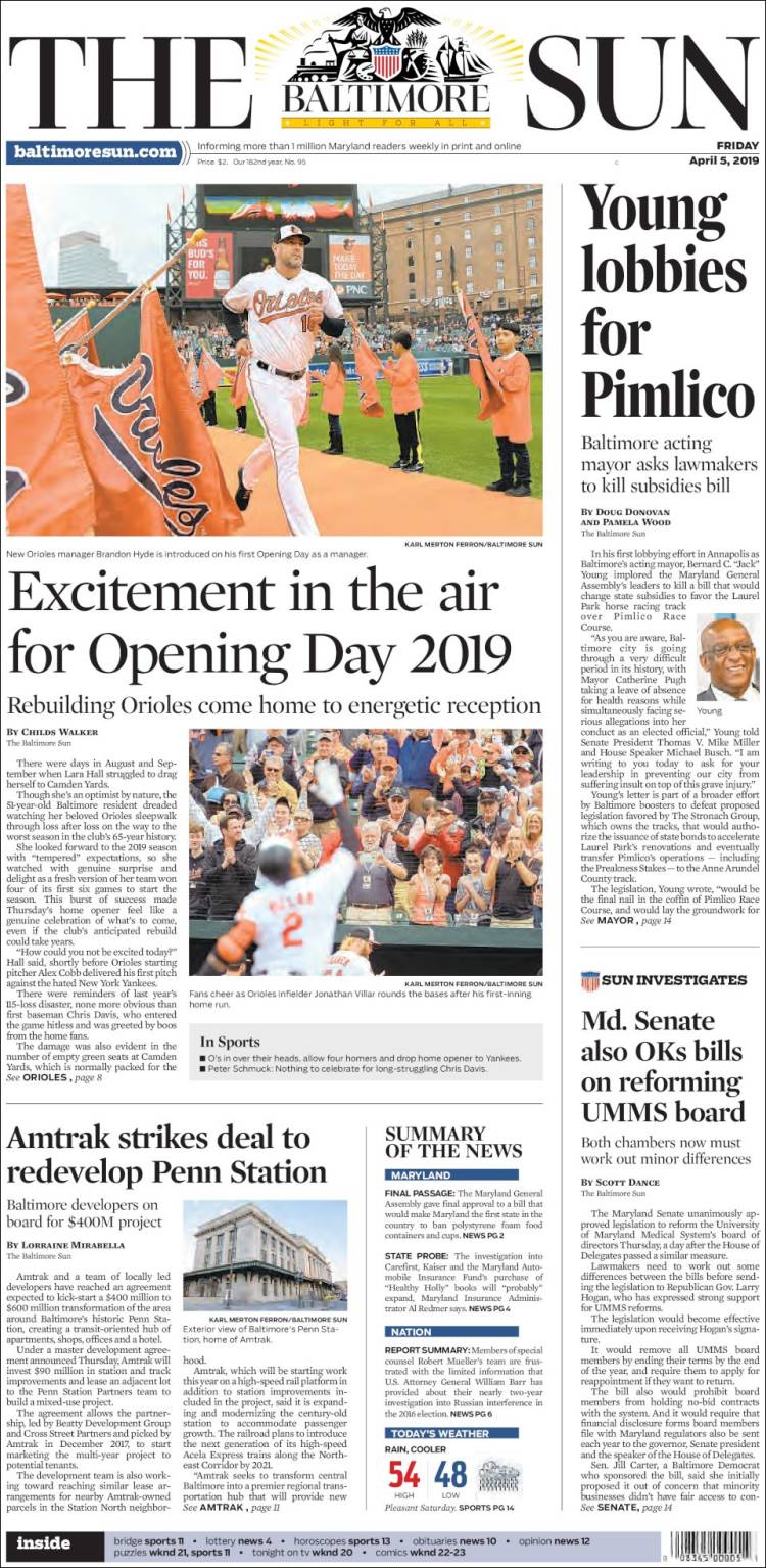 Portada de The Baltimore Sun (USA)